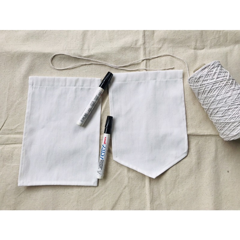 ธงราว ธงเปล่า ธงผ้าดิบ/พร้อมส่ง (ฟรีเชือก)สำหรับเพ้นท์เองตกแต่งร้าน ร้านกาแฟคาเฟ่ อื่นๆ