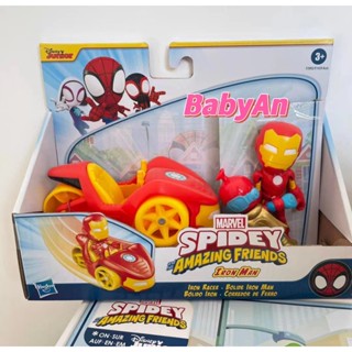 Marvel Spidey and His Amazing Friends Iron Man Action Figure and Iron Racer Vehicle ฟิกเกอร์ Marvel Spidey and His Amazing Friends Iron Man ของเล่นสําหรับเด็ก