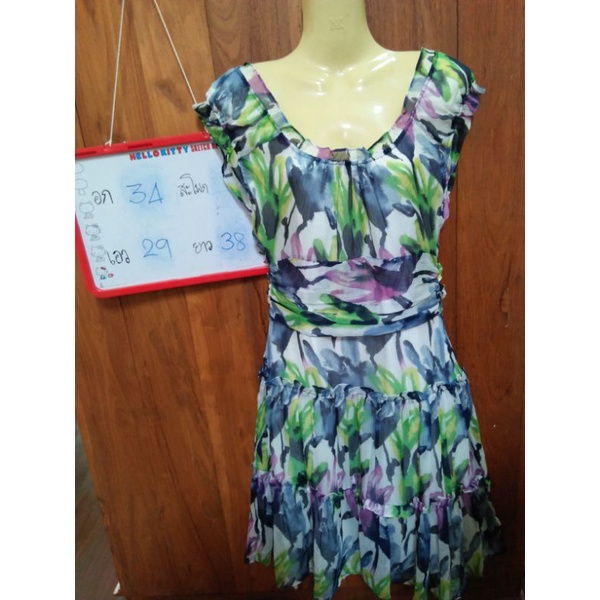 เดรสชีฟองลงแขนตุ๊กตาลายดอกjmoon