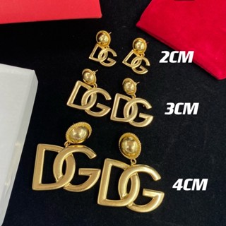 ต่างหูทองเหลือง ลายตัวอักษร DG แฟชั่นสไตล์เรโทร