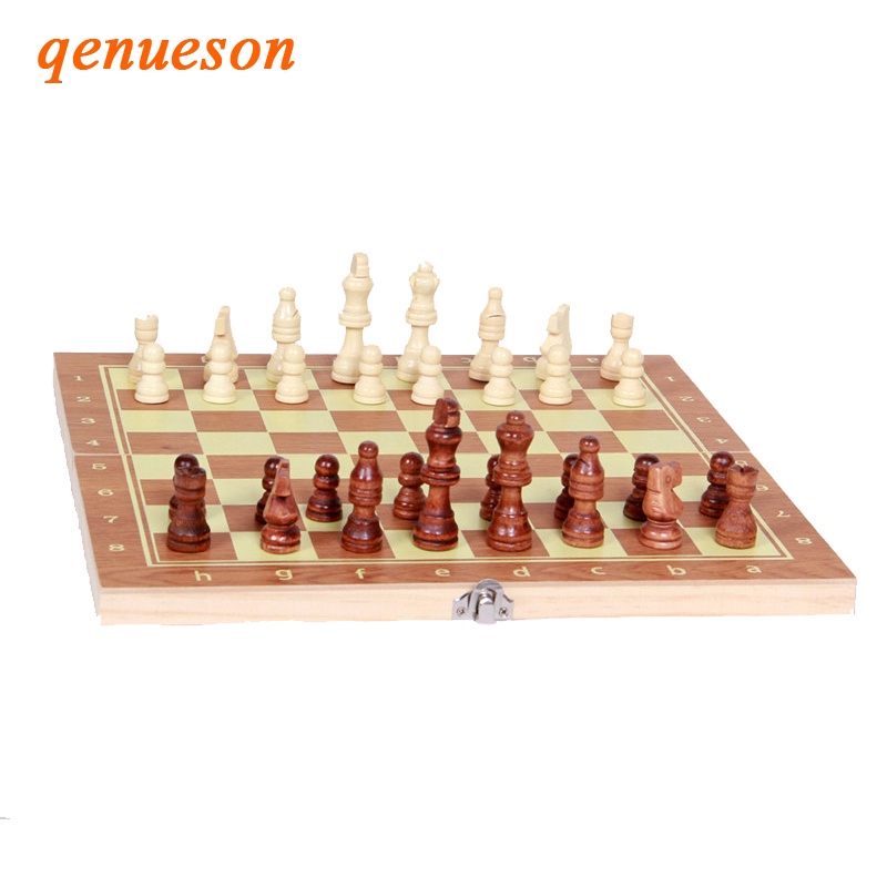 New Hot Folable Children Teaching 3 In 1 Checkerboard Wooden Puzzle Chess Sets Wood Chess Pieces Checkers Backgammon Boa
