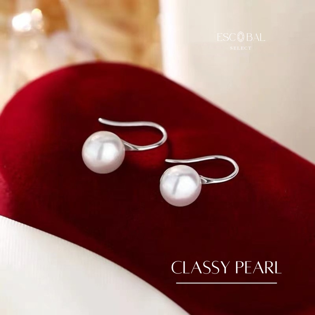 ESCOBAL ต่างหูไข่มุก Classy Pearlต่างหูไข่มุกขาว ต่างหูเงินแท้ ตุ้มหูมุกสีขาว ตุ้มหูสวยๆ วาเลนไทน์