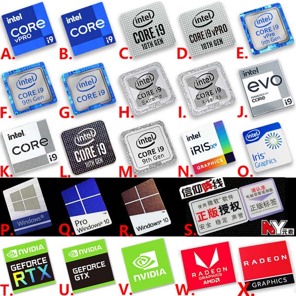 [สติ๊กเกอร์] core i9 core 8 9 10 11th Generation EVO Laptop Desktop Label CPU Sticker