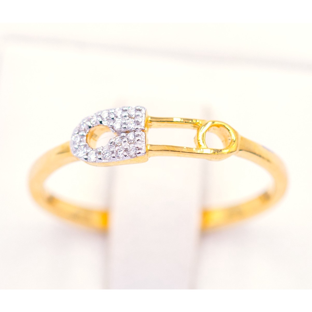 Happy Jewelry แหวนเข็มกลัด แหวนเพชร แหวนทองเพชรแท้ ทองแท้ 37.5% ME966