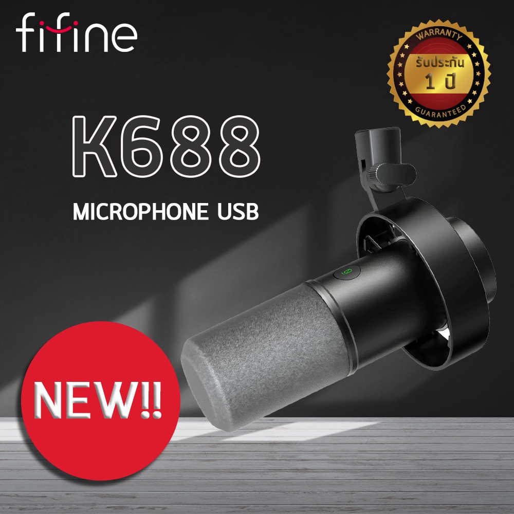 FIFINE K688 USB/XLR DYNAMIC MICROPHONE WITH SHOCK MOUNT, TOUCH-MUTE ...