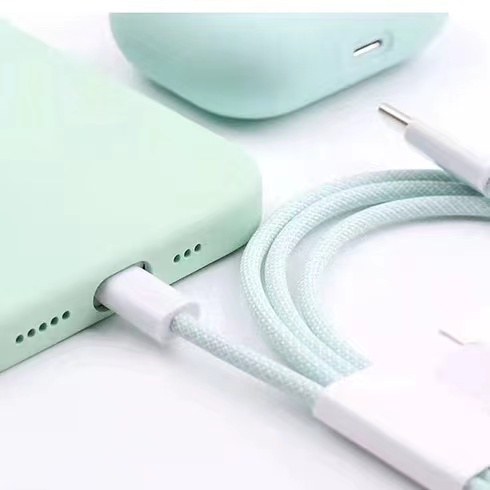 USB cable ใหม่พร้อมส่ง.. สายชาร์จ พีดี TypeC-ไลค์ติ้ง เป็นสายถัก สีสันละมุน ความยาว1เมตร
