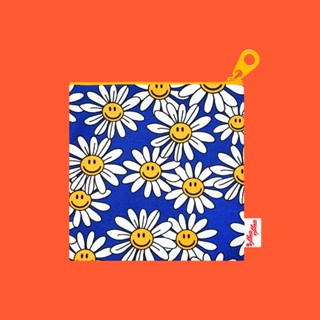 WiggleWiggle Cotton Pouch : ถุงมีซิปใส่ของ (สีน้ำเงินลายดอก)