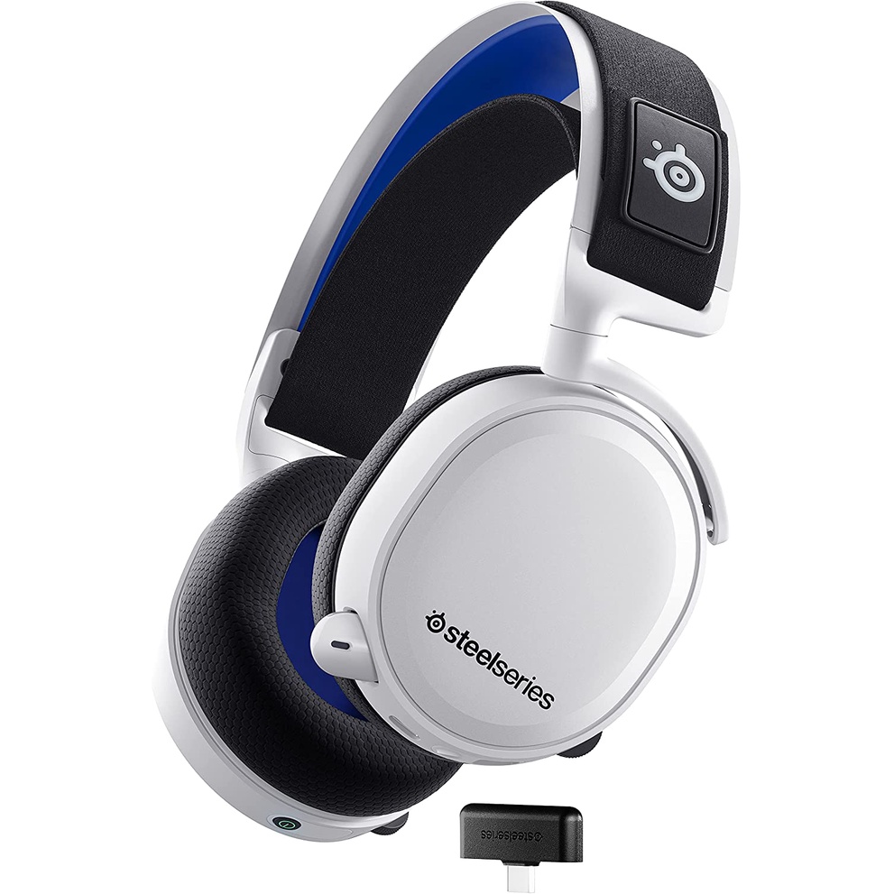 SteelSeries 61471 Wireless Arctis 7P+ PS5 PS4 Sealed Lossless 2.4GHz Low Latency 7.1CH Surround, White, Multi