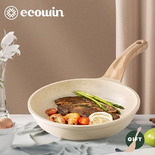 Ecowin กระทะทอดมีฝา หินไมฟานไม่ติด ก้นแบน ไม่ติด ทำความสะอาดง่าย เหมาะกับเตาทุกประเภท ขนาด 20/24/26/28