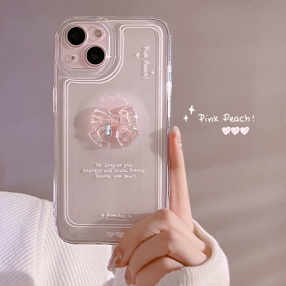 เคสโทรศัพท์มือถือซิลิโคน TPU ใส แบบนิ่ม พิมพ์ลายโบว์ กันกระแทก สําหรับ IPhone 13 14 12 11 Pro XS MAX 6S 7 + 8 Plus X XR