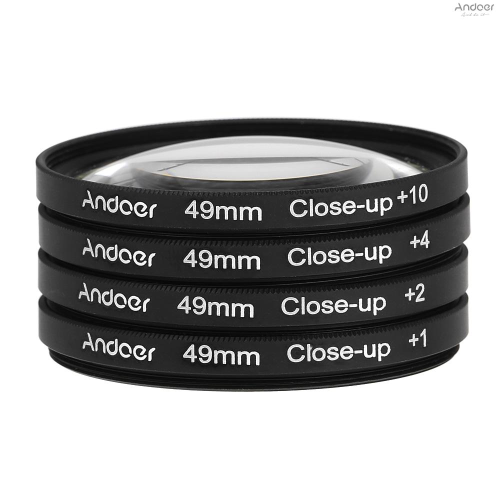 Andoer 49mm Macro Close-Up Filter Set +1 +2 +4 +10 with Pouch for DSLRs