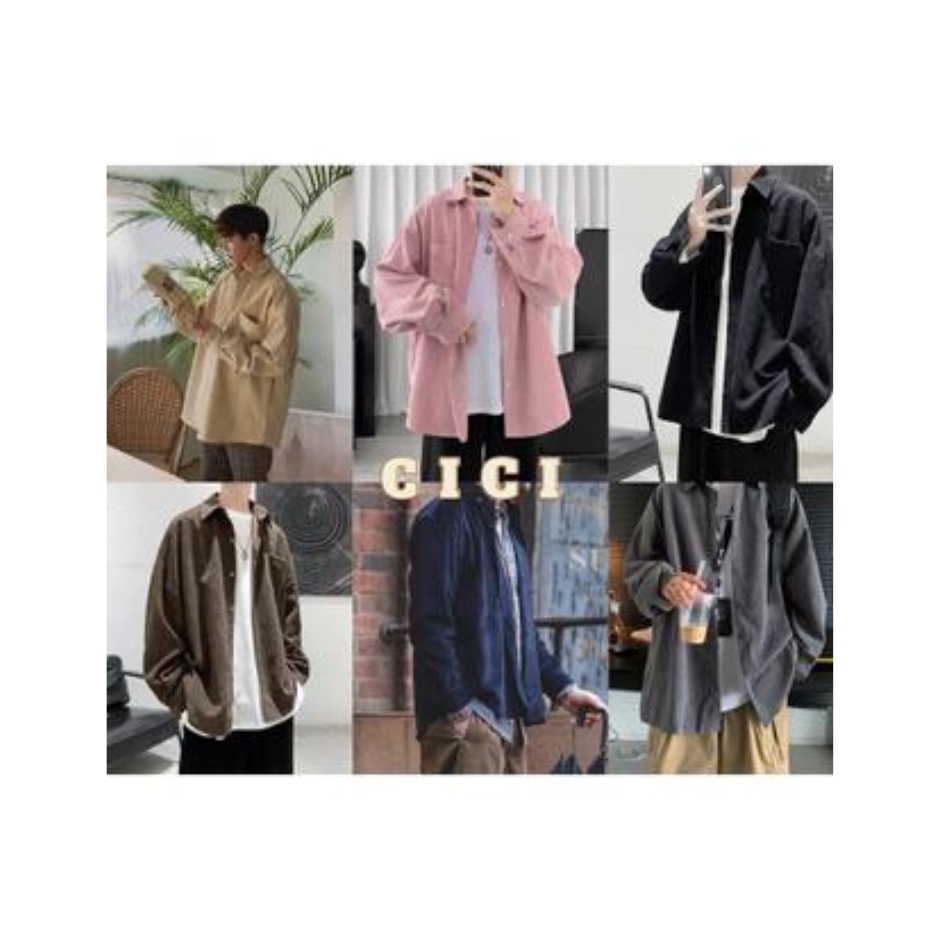 Cici พร้อมส่ง เสื้อเชิ้ตผู้ชายแขนยาวผ้าลูกฟูหนา ใส่แบบเท่ห์ๆ(633-1)