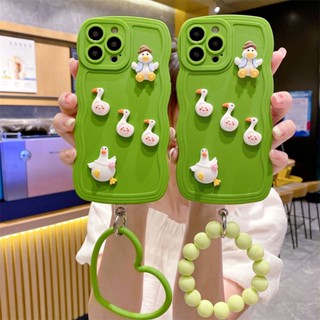 เคสโทรศัพท์มือถือ ลายการ์ตูนเป็ด พร้อมสร้อยข้อมือ สําหรับ iPhone 14 13 12 11 pro Max X XS Max XR 7 8 Plus 5