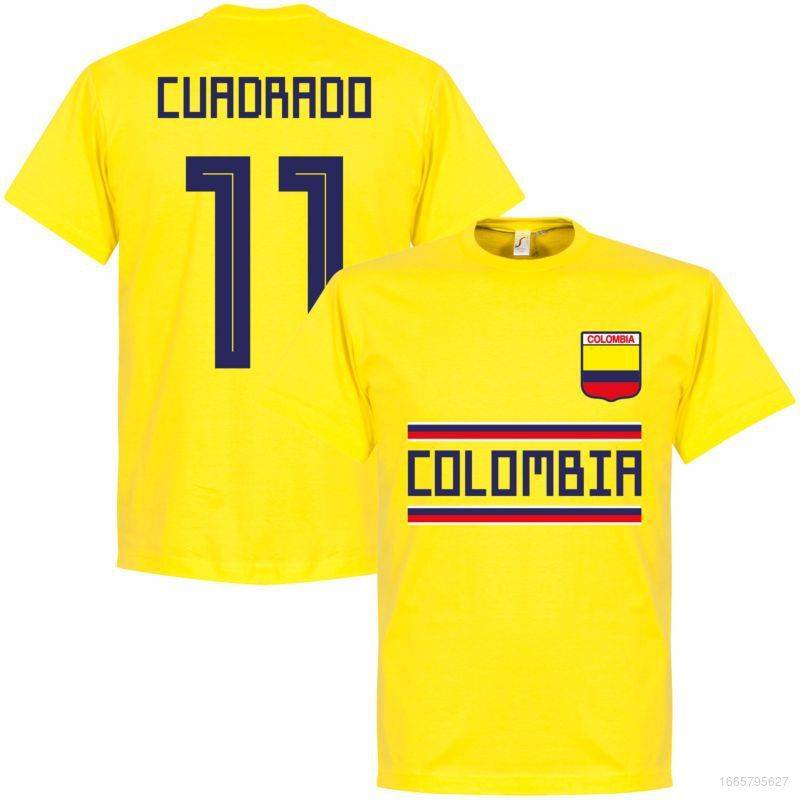 【hot tshirts】Sy3 เสื้อยืดคอกลม แขนสั้น พิมพ์ลาย World Cup Colombia Jersey Fans Cuadrado James สีเหลื
