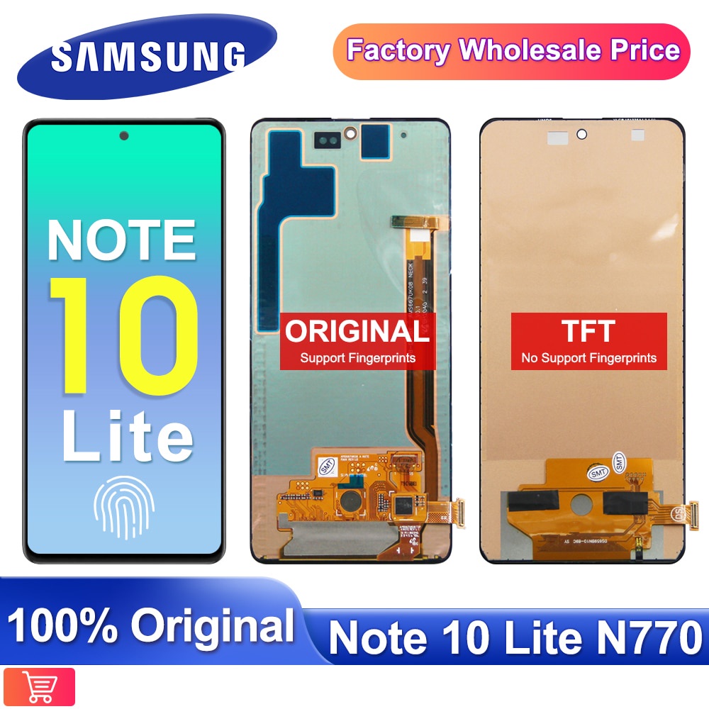หน้าจอแสดงผล LCD แบบเปลี่ยน พร้อมลายนิ้วมือ สําหรับ Samsung Galaxy Note 10 Lite SM-N770F N770F DS Note10lite