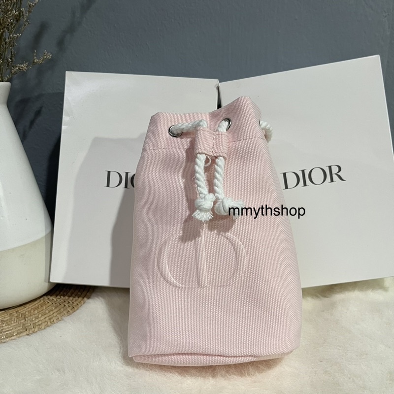 ✨ Dior ✨ กระเป๋าเครื่องสำอาง กระเป๋าหูรูดสีชมพู แท้ 💯