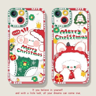 【Christmas Day 】เคสโทรศัพท์มือถือ TPU ใส แบบนิ่ม ลายกระต่าย สําหรับ IPhone 14 13 12 11 Pro Max 14 Plus 13 12 Mini 6 6s 7 8 Plus XR X XS Max