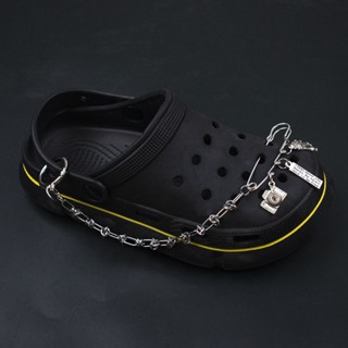 CROCS สายโซ่โลหะ รูปหัวกะโหลก ประดับหมุด สไตล์เกาหลี พังก์ เครื่องประดับ สําหรับผู้หญิง รองเท้า