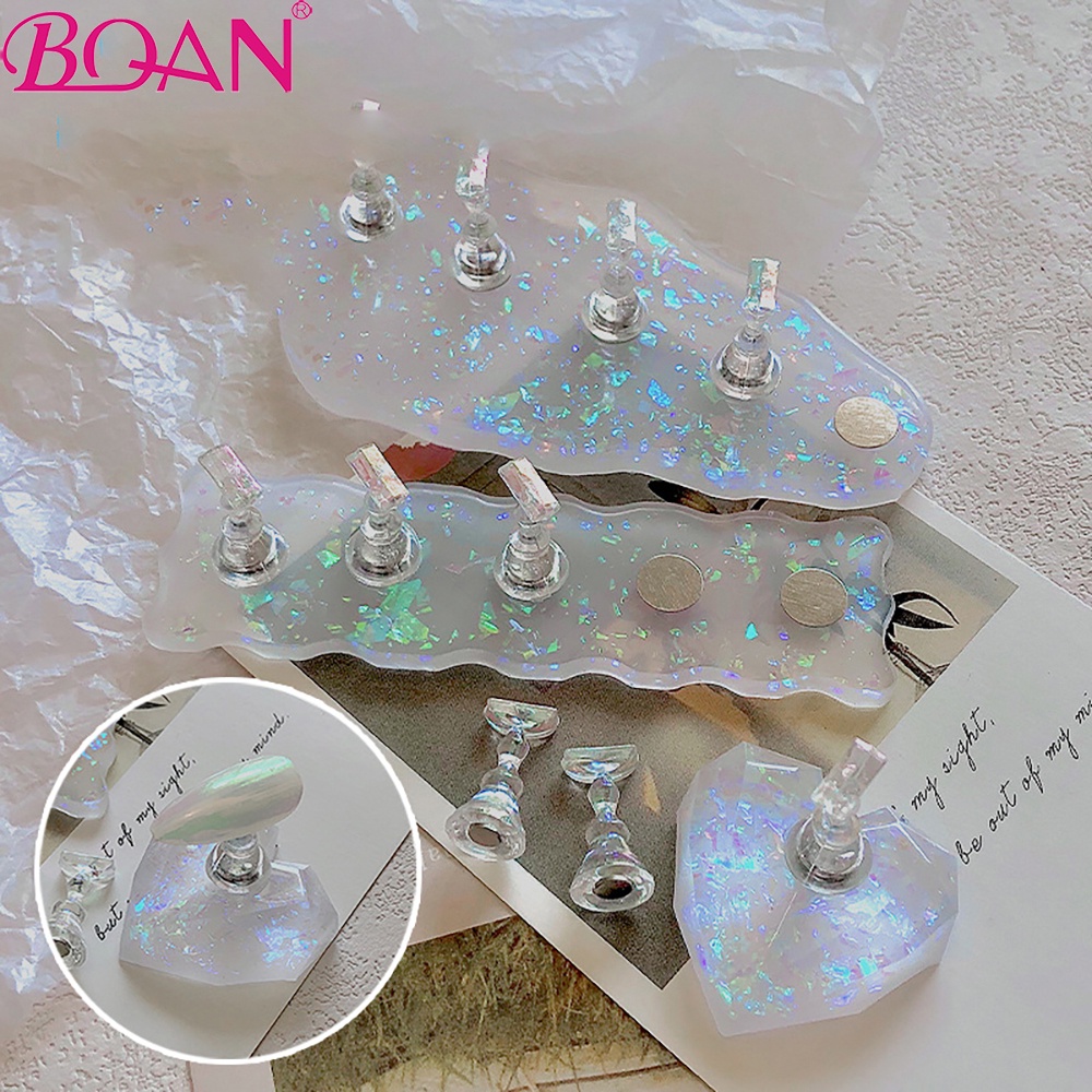 Bqan ชั้นวางปากกา เลเซอร์เลื่อมเรซิ่น แบบใส สําหรับตกแต่งเล็บ