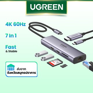 UGREEN ใหม่ • 60hz ฮับอะแดปเตอร์ USB สีเขียว 4K 60Hz USB C เป็น HDMI 2.0 RJ45 USB 3.0 PD อุปกรณ์เสริม สําหรับ Macbook Air iPad Pro M1 PC