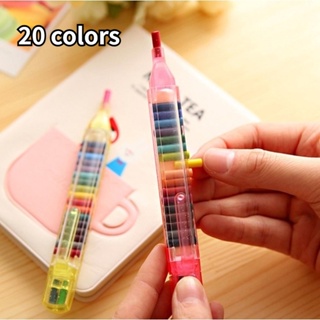 ดินสอสีเทียน 20 สี สร้างสรรค์ น่ารัก ปากกากราฟฟิติ สี เครื่องเขียน ของขวัญสําหรับเด็ก ภาพวาด ดินสอสีเทียน