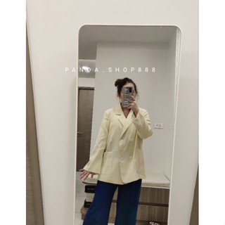 001 New ✨ เสื้อเบสเซอร์​ เสื้อสูทสีครีมเหลืองอ่อน​ ขนาด​ free size