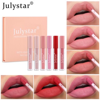 Julystar ลิปสติก ลิปกลอส เนื้อแมตต์ ไม่ติดแก้ว ติดทนทาน สําหรับนักเรียน