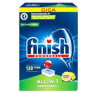 Dishwasher ล้างจาน 120เม็ด Finish Powerball ผลิตภัณฑ์ล้างจานชนิดก้อน Finish All in1 สำหรับเครื่องล้างจานอัตโนมัติ