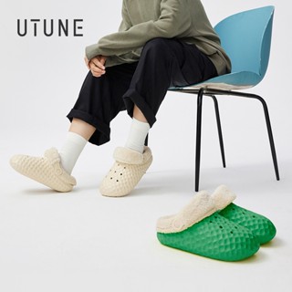 Utune รองเท้าแตะ ผ้าฝ้าย กันน้ํา กันลื่น ถอดออกได้ ให้ความอบอุ่น เหมาะกับใส่ในร่ม และกลางแจ้ง สําหรับผู้ชาย