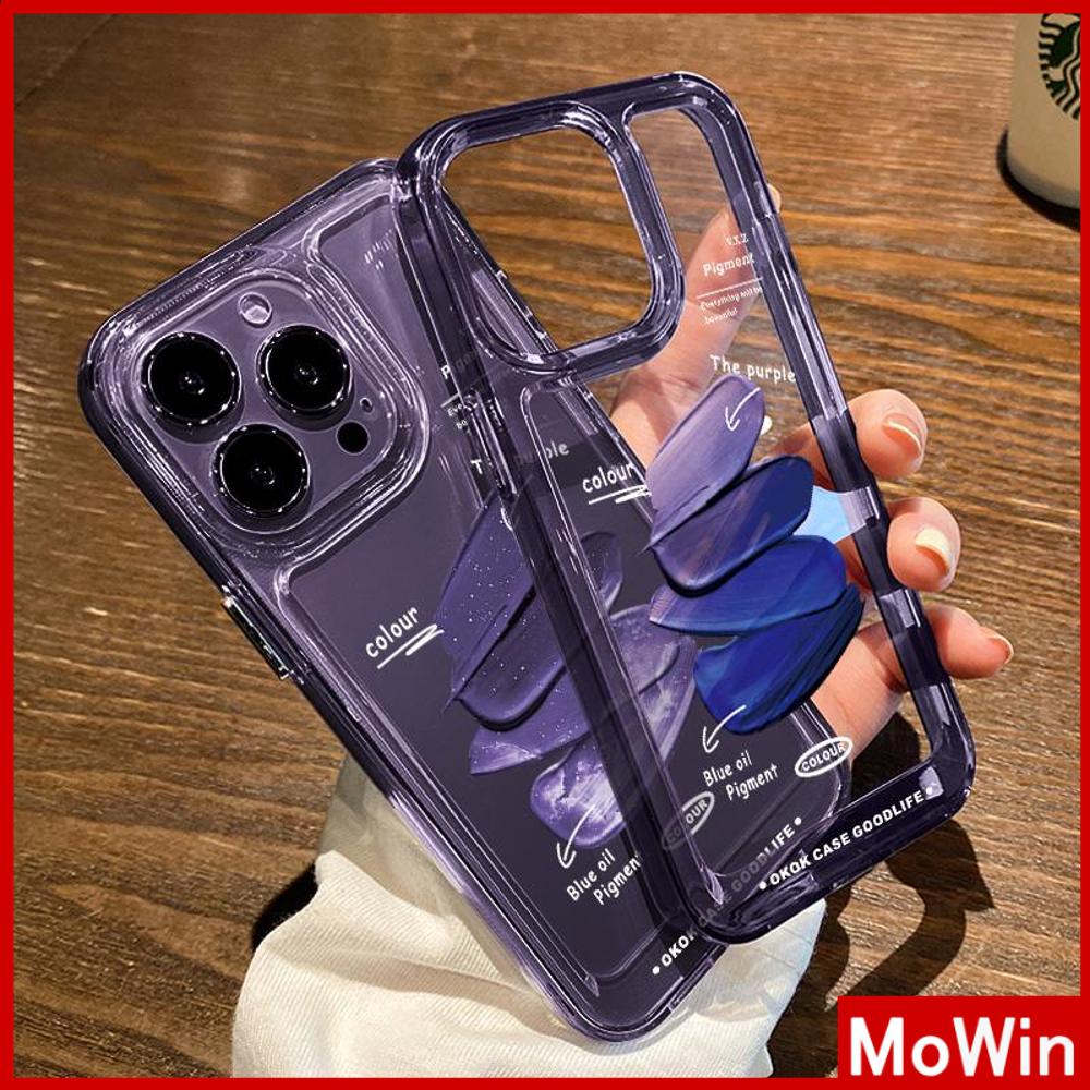 Mowin - เข้ากันได้สำหรับ 15 เคสไอโฟน11 สำหรับ 14 Pro Max เคสไอโฟนเคสแข็งอะคริลิคใสสูงปุ่มชุบกันกระแทกสีม่วงเข้มสี กราฟฟิตี เข้ากันได้สำหรับ iPhone 13 Pro max 12 Pro Max 11 xr 7plus 6splus