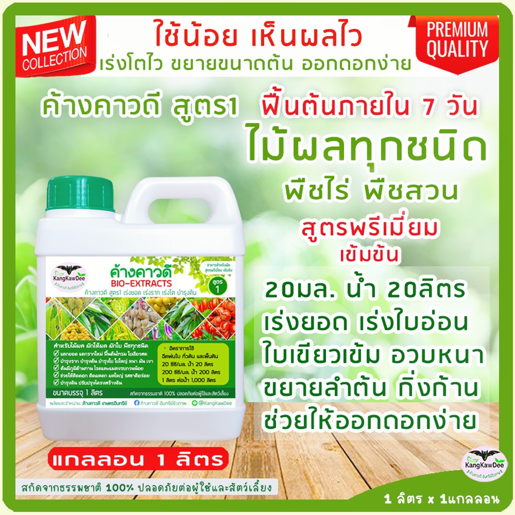 บำรุงไม้ผลทุกชนิด สะสมอาหาร เตรียมต้นให้พร้อมออกดอกออกผล ค้างคาวดี(สูตร1)1ลิตร เร่งใบ เร่งโต ขยายลำต้น บำรุงต้นใบราก