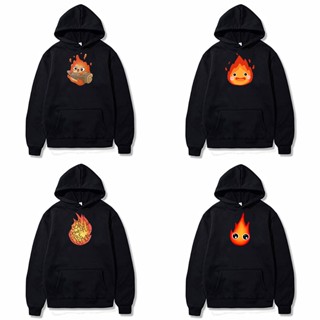 Mingyuan Calcifer เสื้อกันหนาว เสื้อวอร์ม มีฮู้ด แบบสวมหัว ลายไฟร์วอเตอร์ น่ารัก 250 กรัม สําหรับผู้ชาย ผู้หญิง GyJ