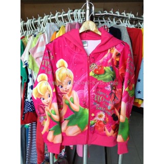 TLG-525 เสื้อแจ็คเก็ตเด็กผู้หญิง ซิปหน้า มีหมวก Tinker Bell