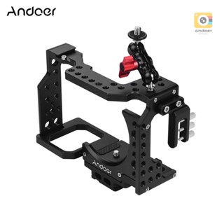 Andoer Camera Cage Video Film Movie Making Stabilizer Aluminum Alloy with Cold Shoe Mount Cable Clamp Mounting Adapter for  A7II/A7III/A7SII/A7M3/A7RII/A7RIII Camera