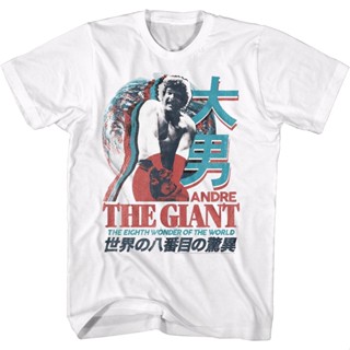 The Eighth Wonder Of The World Japanese Text Andre The Giant T-Shirt เสื้อคู่ เสื้อผ้าแฟชั่น เสื้อยืด เสื้อยืดเข้ารูป เส