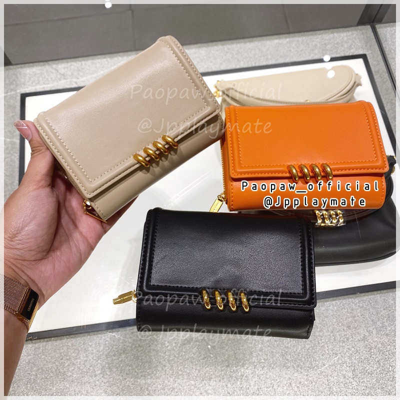 กระเป๋าสตางค์ Charles &amp; Keith รุ่น Osiris Metallic Accent Wallet : CK6-11210013  แท้จากชอป พร้อมกล่อง และถุงกระดาษ
