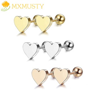 MXMUSTY Fashion Ear Studs Lip Piercing Tragus Bar Jewelry Surgical Steel Cartilage Ear Studs 2Pcs Heart Earrings Helix Earrings/Multicolor