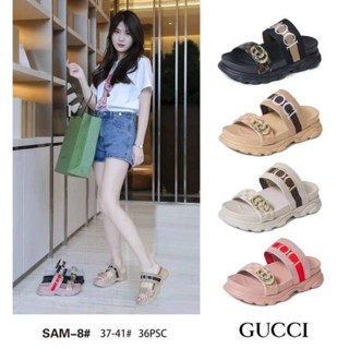 รองเท้าแตะสายสองตอนตกแต่งอะไหล่GG#.รองเท้า​ผู้หญิง​#สินค้า​พร้อม​ส่ง​