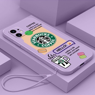 เคสโทรศัพท์มือถือ Tpu ขอบตรง ลาย Starbucks สําหรับ iPhone 11 11 pro 11 pro max 12 12 pro 12 pro max