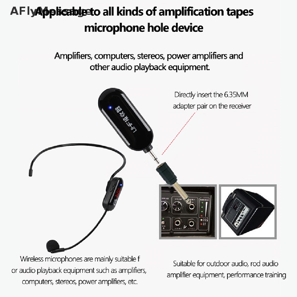 Afl ชุดหูฟังไมโครโฟนไร้สาย UHF 2 In 1 สําหรับเครื่องขยายเสียง TH #8