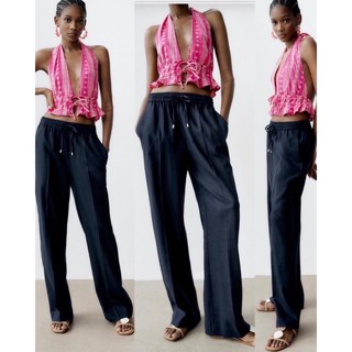 ⏸ZARA LENIN WIDE-LEG TROUSERS WOMAN กางเกงขายาวแบรนด์