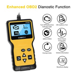 ใหม่ล่าสุด V310 OBD2 OBDII เครื่องสแกนเนอร์วินิจฉัยรถยนต์ แบบมือถือ