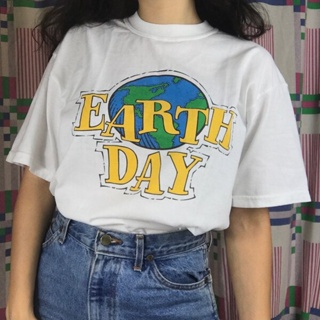 PUDO Earth Day 90S Aesthetic ผู้หญิงเสื้อยืด Tumblr แฟชั่นสไตล์ Street Tee ฤดูร้อนน่ารัก Hipsters