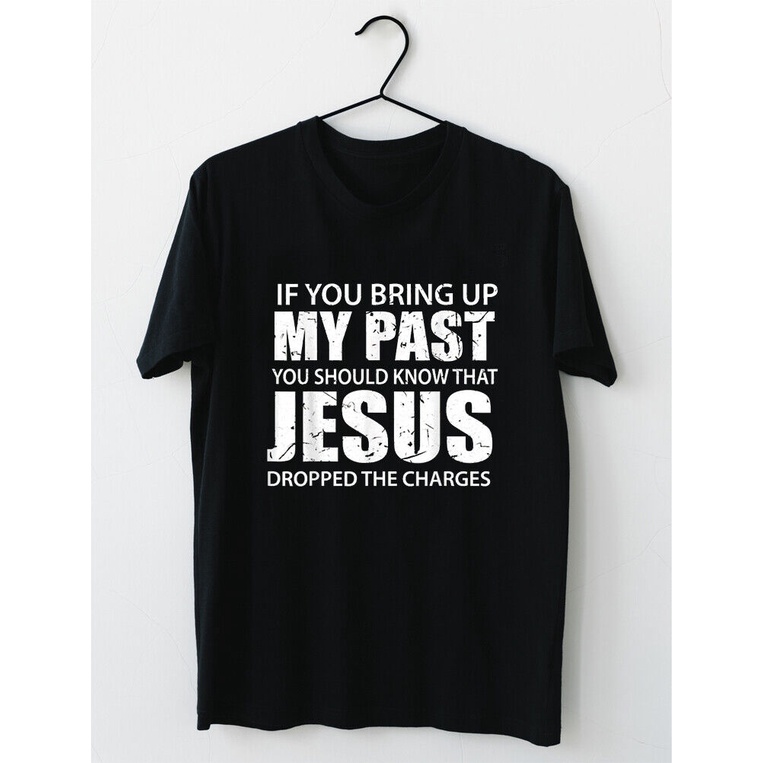 เสื้อยืดผ้าฝ้าย 100% Jesus Dropped The Charges Christian Gold Classic ML XL 2XL 3XL