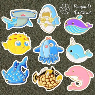 ʕ •ᴥ•ʔ ✿ พร้อมส่ง : เข็มกลัดเซ็ทโลมา,วาฬ,ฉลามและปลาปักเป้า | Dolphin, Whale, Shark &amp; Puffer Fish Enamel Brooch Pin Set.