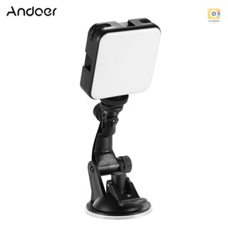 Andoer W64 ชุดไฟวิดีโอ พร้อมไฟ LED 6W หรี่แสงได้ 2500K-6500K 3 โคลด์ชู เมาท์ดูด ขนาดเล็ก สองสี สําหรับแล็ปท็อป ไลฟ์สด ออนไลน์