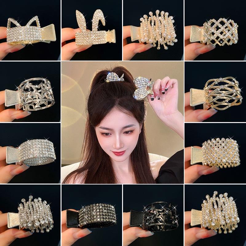 ใหม่ระดับไฮเอนด์อารมณ์พลอยเทียมมุกสูงหางม้ากรงเล็บคลิปคงที่ฉลามคลิปหมวกผู้หญิงอุปกรณ์เสริม