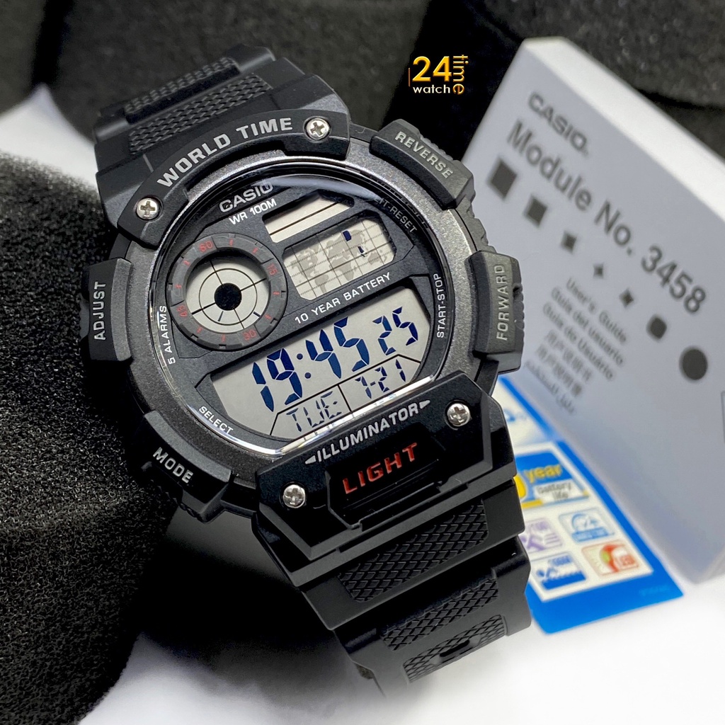 สไตล์สปอร์ตแนวStreet  casioผู้ชายของแท้ ระบบดิจิตอล นาฬิกาCasio คาสิโอ สายเรซิ่น นาฬิกาแท้ ประกัน1ปี AE-1400WH-1