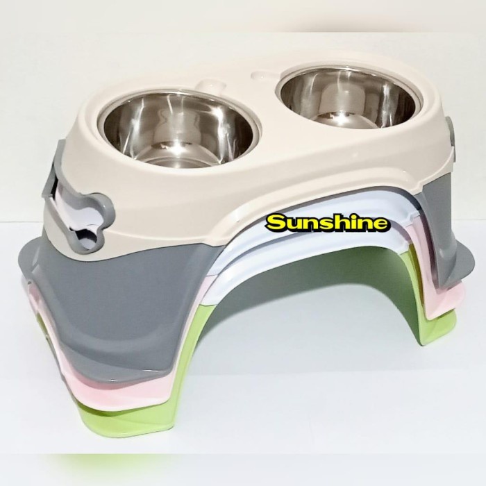 Double MP 101 ที่วางอาหารและดื่มสแตนเลสพร้อมขาสุนัขแมว