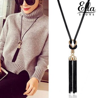 Ellastore123 ผู้หญิง พู่ยาว หรูหรา สร้อยคอโซ่ สําหรับงานเลี้ยง